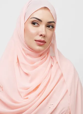 Poly Hijab With Embroidery