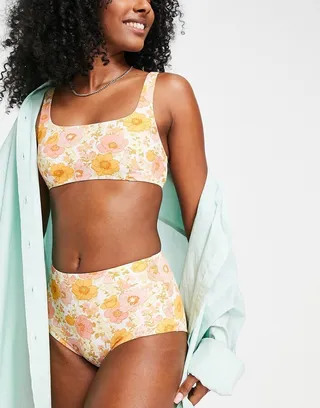 & Other Stories high waist bikini bottoms in 70s floral print