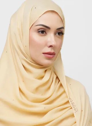Cotton Hijab With Stone Work