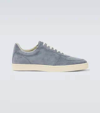 Washed suede low-top sneakers