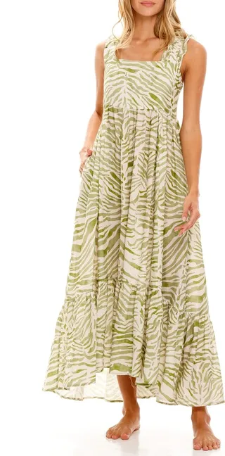 Mika Olive Zebra Linen Nightgown