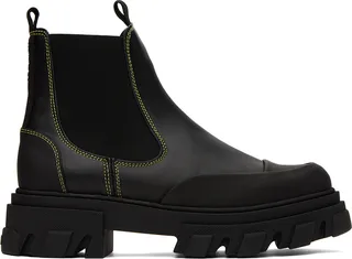 GANNI Black Stitching Chelsea Boots