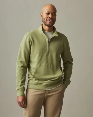Lightweight Cotton Half Zip - Pale Sage