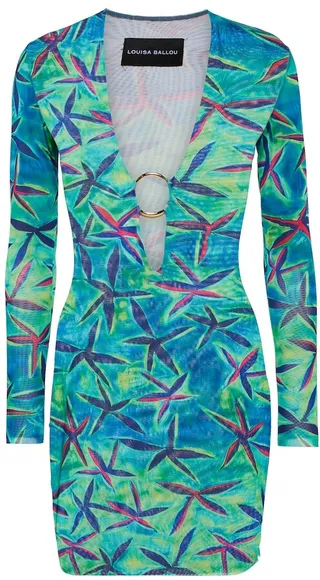 Helios printed mesh mini dress