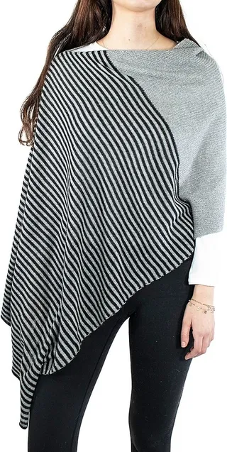 Cashmere Cowlneck Ribbed Poncho