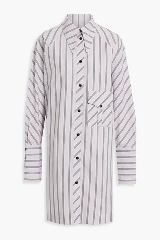 Striped organic cotton-poplin mini shirt dress