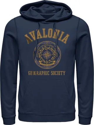 Men's Disney Strange World Avalonia Geographic Society Pull Over Hoodie - Navy Blue - Small
