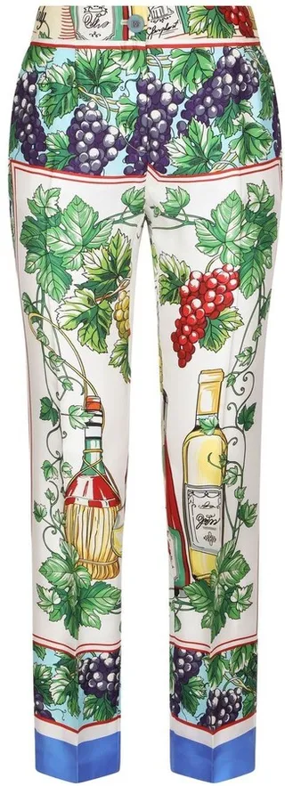 Cropped Graphic-Print Trousers