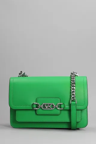 Heater Shoulder Bag In Green Leather