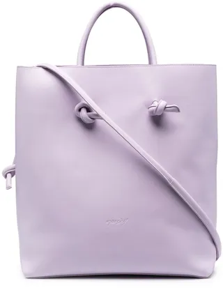 Embossed-Logo Leather Tote Bag