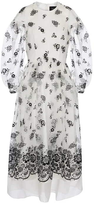 Embroidered organza midi dress