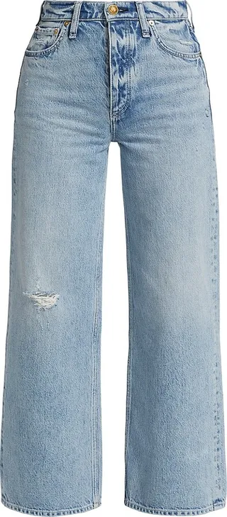 Andi Distressed High-Rise Wide-Leg Jeans