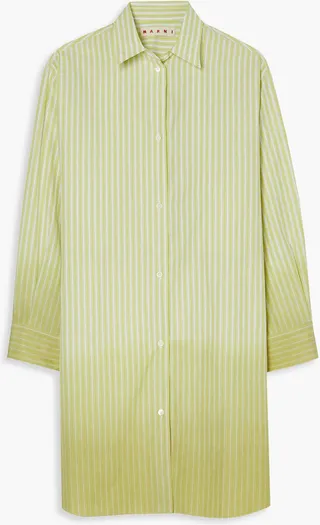 Oversized asymmetric striped dégradé cotton-poplin shirt