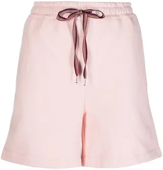 Zebra-patch drawstring shorts