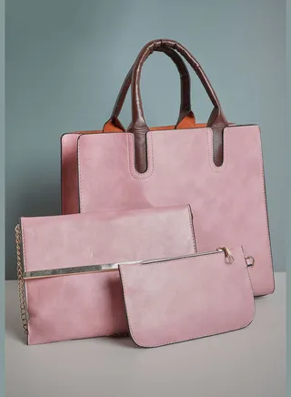 Solid Office Hand Bag Combo Set with Zip Lock For Women