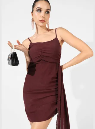 Solid Spaghetti Strap Sleeveless Dress