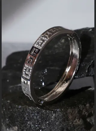 Silver Plated Designer Stone Party Wear Bracelet For Women