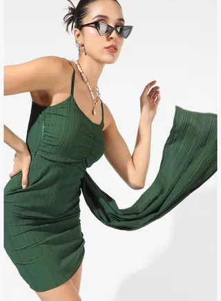 Solid Spaghetti Strap Sleeveless Dress