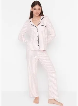 Powder Striped Knitted Pajamas Set THMAW21PT0614