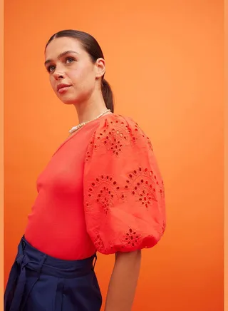 Woman Slim Fit One Shoulder Short Sleeve Knitted Short Sleeve T-Shirt