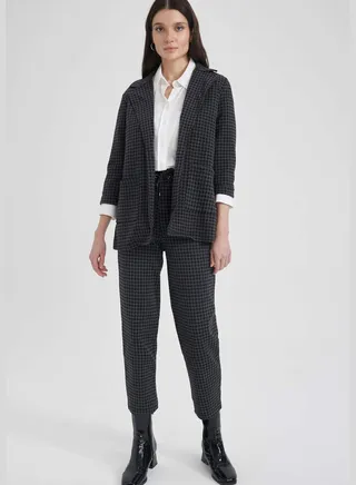Houndstooth Patterned Relax Fit Jogger