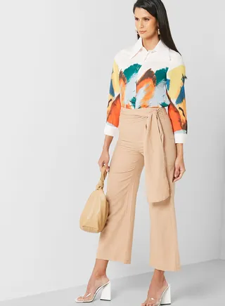 Front Tie Wide Legged Pants