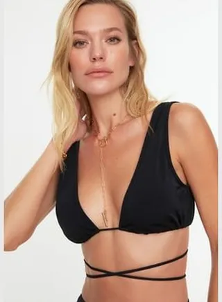 Black Triangle Tie Bikini Top TBESS22BU0082