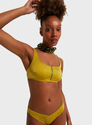 Zip Neck Bikini Set