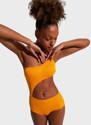 One Shoulder Cut Out Swimsuit