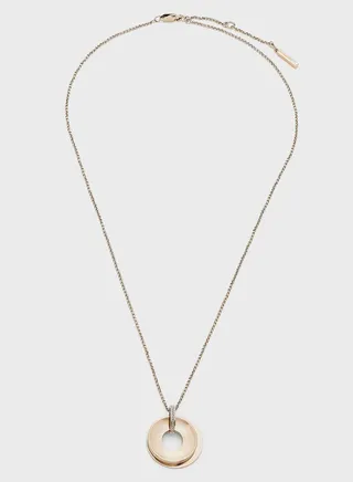 Ionic Plated Carnation Gold Steel With Crystal Necklace
