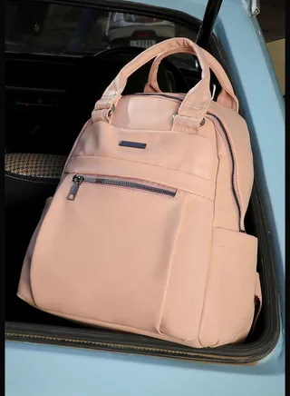 Solid Zip Lock Regular Faux Leather Backpack For Women