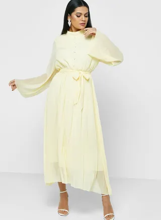 Pleated Detail A-Line Dress