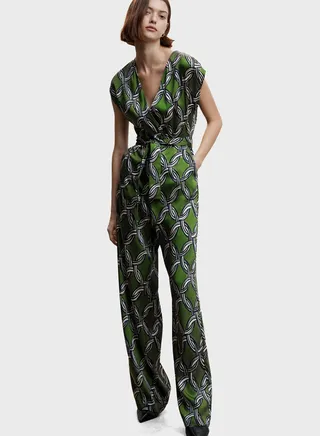 Tie Detail Printed Jumpsuit