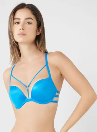 Plunge Neck Strap Detail Bra