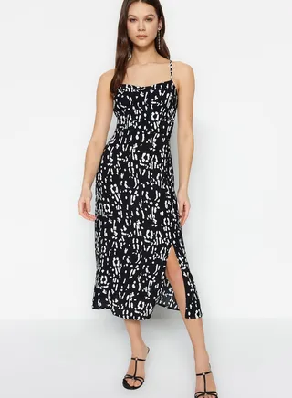 Printed Slit Detail Dress