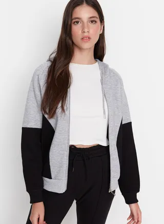 Colorblock Zip Detail Sweatshirt