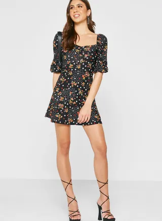 Balloon Sleeves Dress