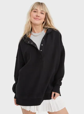 Textured Henley Hoodie