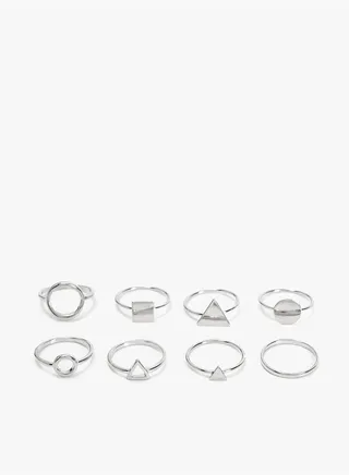 Ring Set 8 Pack Metal Geometric Detail