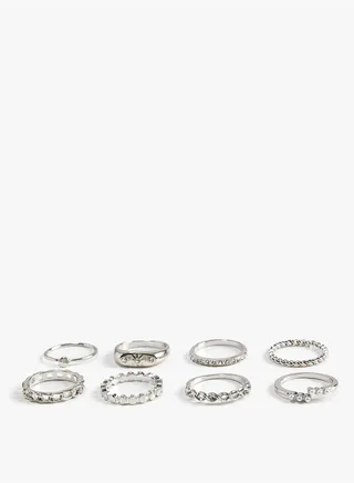 Ring Set 8 Pack Metal Thin Textured