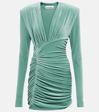 Ruched velvet minidress