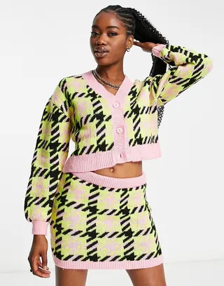 Miss Selfridge check pattern cardigan in multi - part of a set