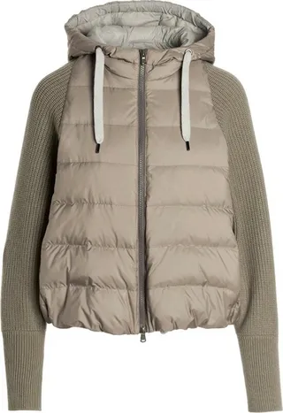 Brunello Cucinelli Zip-Up Drawstring hooded Down Jacket
