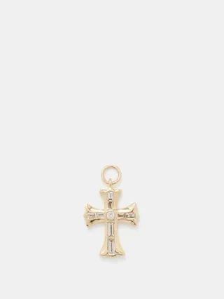 Cross Diamond & 14kt Gold Charm