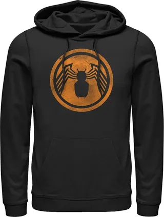 Men's Marvel Venom Logo Retro Circle Pull Over Hoodie - Black - Medium