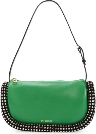 Bumper Crystal Embellished Leather Shoulder Bag
