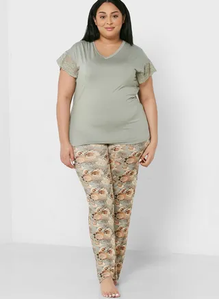Lace Detail Top & Pyjama Set