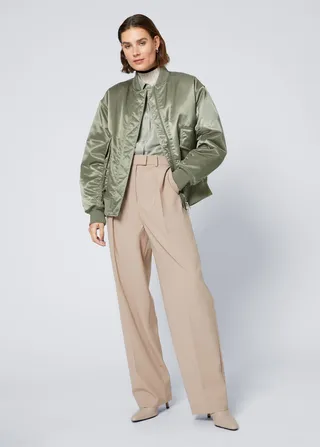 Oversized Satin Bomber Jacket