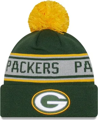 Men's New Era Green Green Bay Packers Repeat Cuffed Knit Hat with Pom