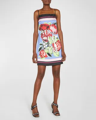 Rose Print Mini Shift Dress